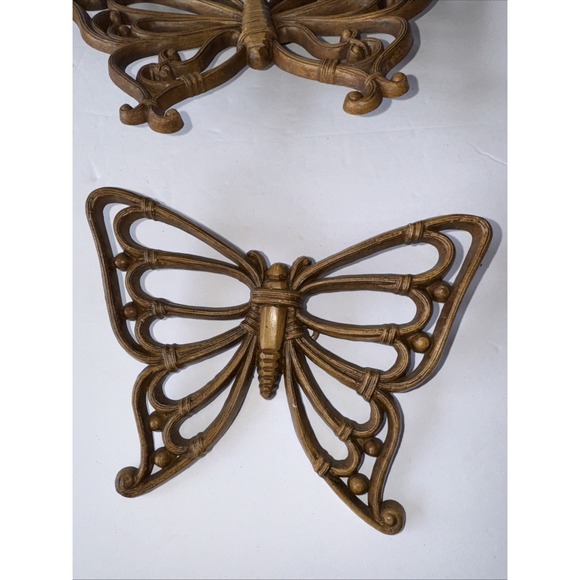 Vtg Syroco Butterfly WallDecor Plastic Resin Hang 1978 Retro Boho Brown 70s core - Picture 2 of 8